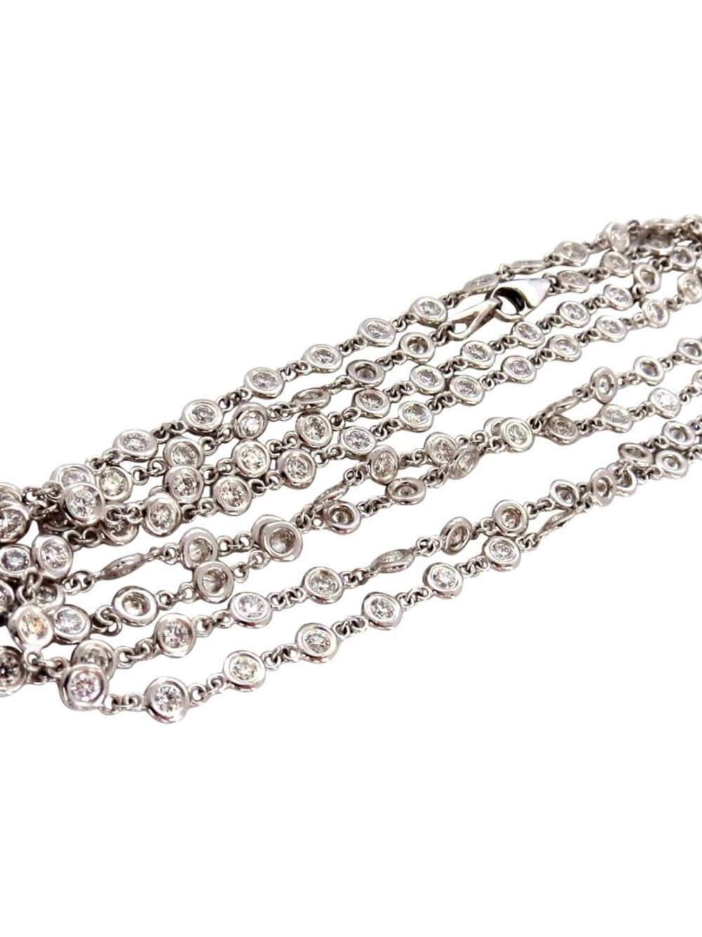 5.55ct diamonds eternity station by yard double wrap necklace 14kt*